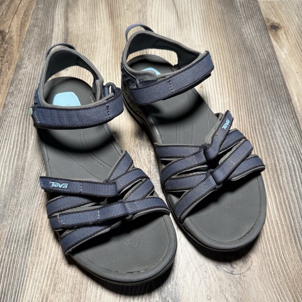 Teva Women’s Strappy Outdoor Sandals Gray Blue Size 8 Comfort Walking